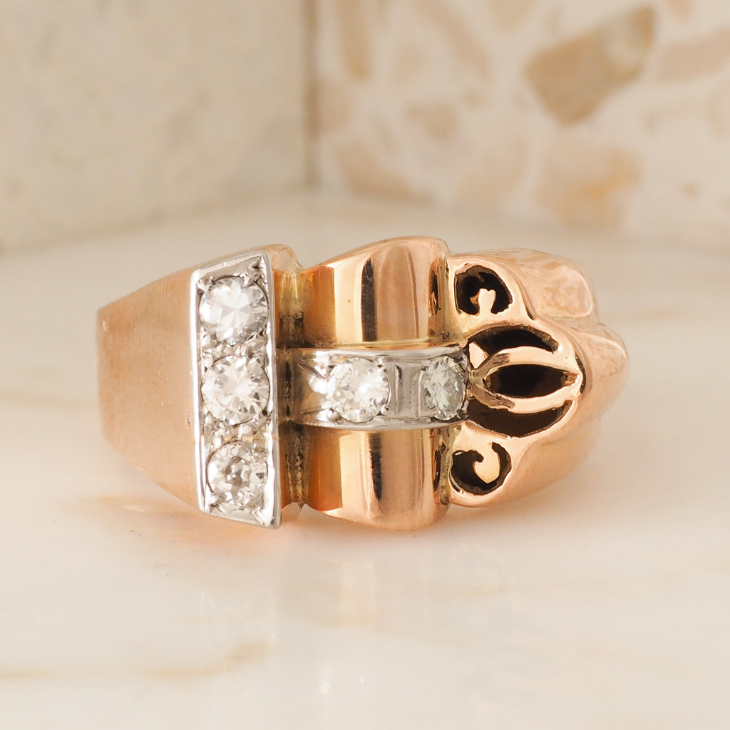 Retro Two Tone Diamond Ring