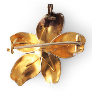 Mauve Enamel Flower Brooch