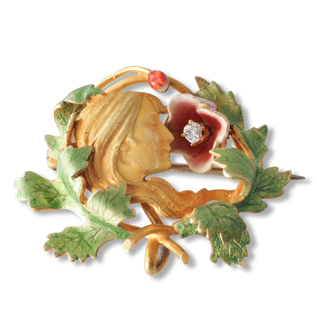Art Nouveau Enamel Brooch