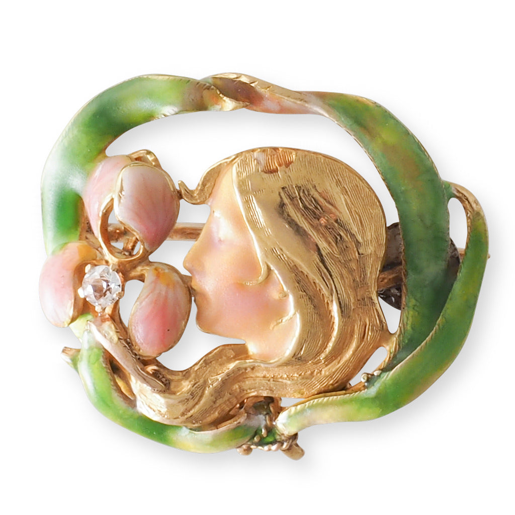 Art Nouveau Enamel Brooch