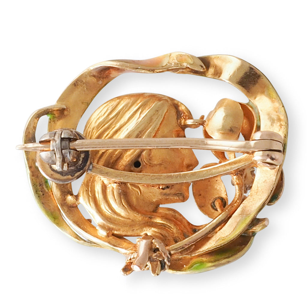 Art Nouveau Enamel Brooch