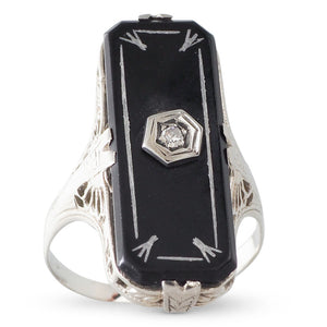 Art Deco Onyx & Diamond Ring