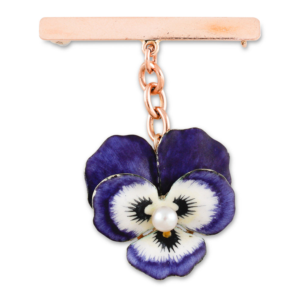 Purple Enamel Pansy Brooch