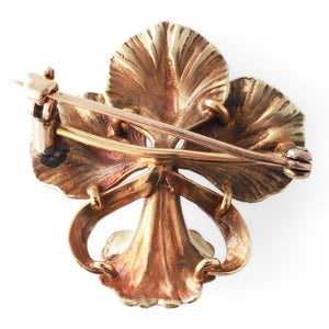 Pink Enamel Flower Brooch