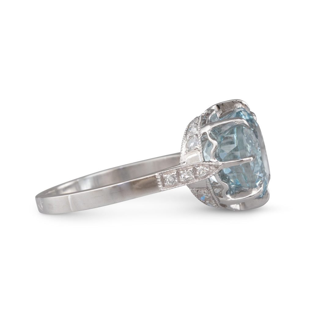 Aquamarine and Diamond Ring