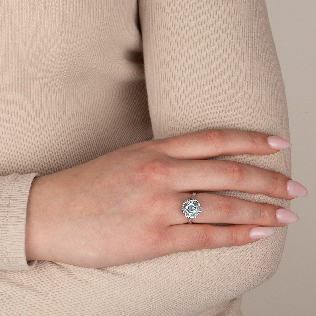 Aquamarine and Diamond Ring