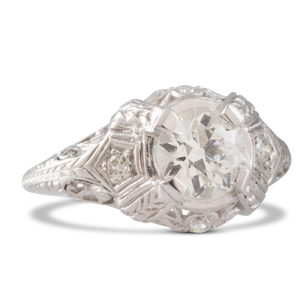 Estate Solitaire Diamond Art Deco Engagement Ring #100900 - Seattle  Bellevue | Joseph Jewelry