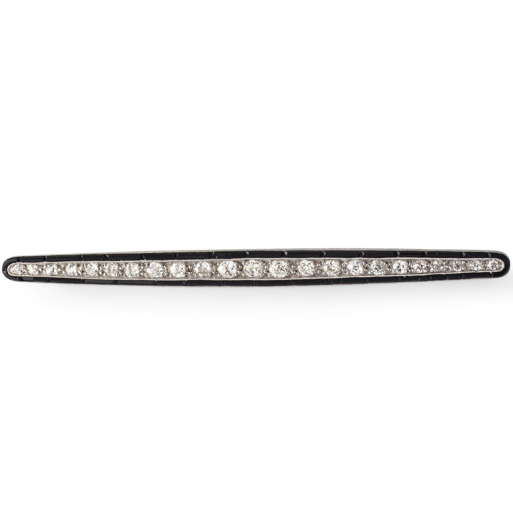Diamond and Onyx Brooch