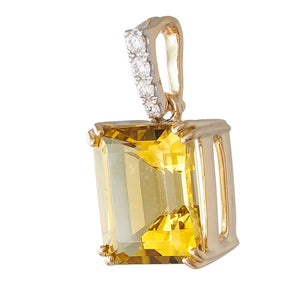 Yellow Beryl and Diamond Pendant