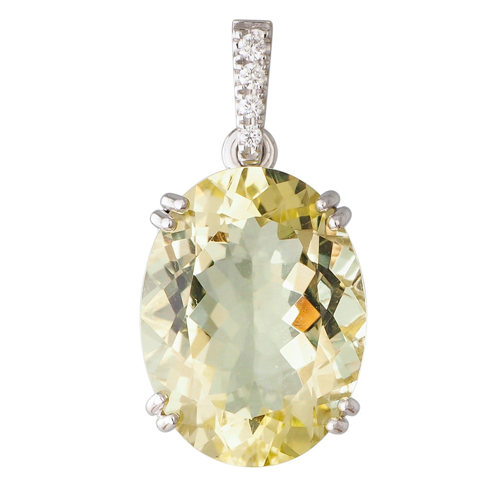 Green Beryl and Diamond Pendant