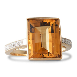 Bezel Set Golden Beryl Ring