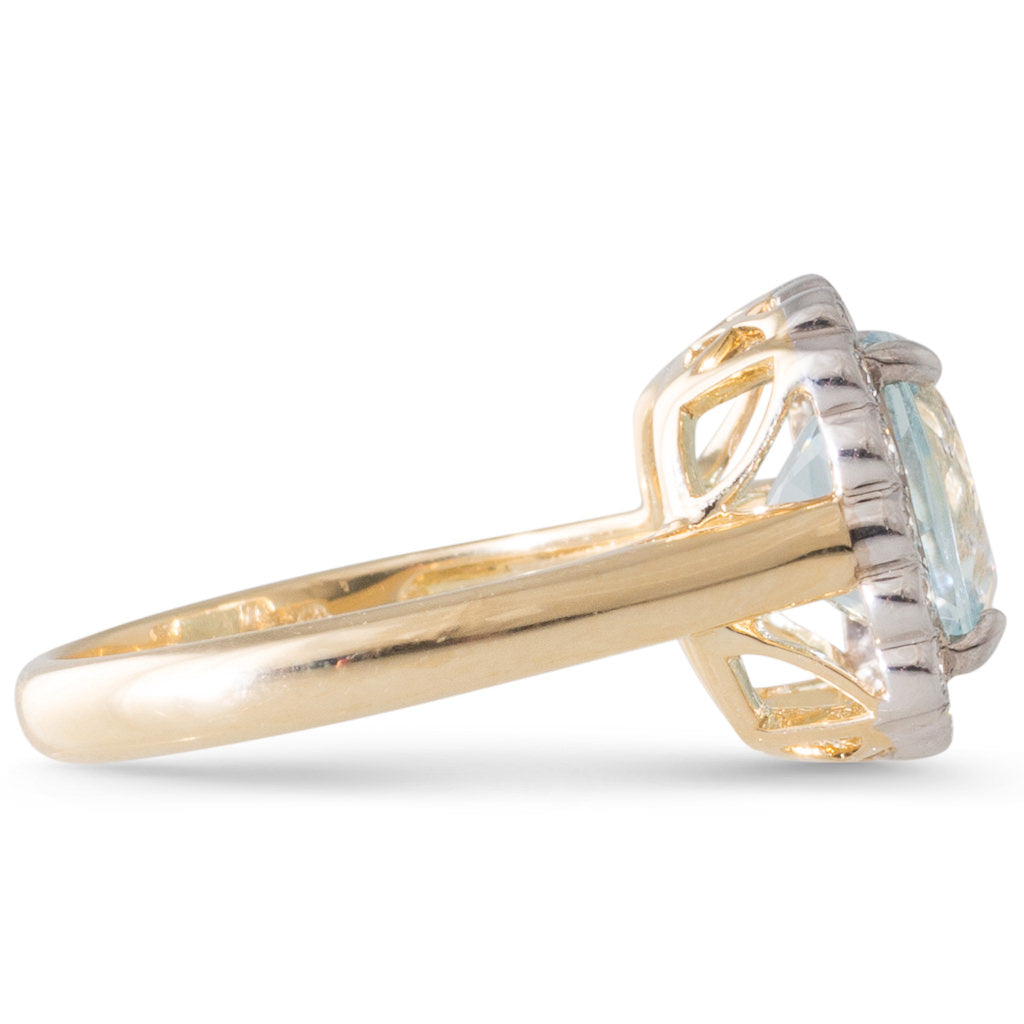 Cushion Cut Aquamarine Cluster Ring