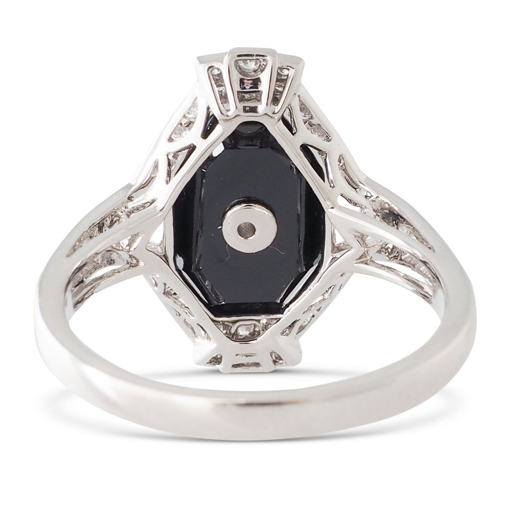 Onyx and Diamond Plaque Ring