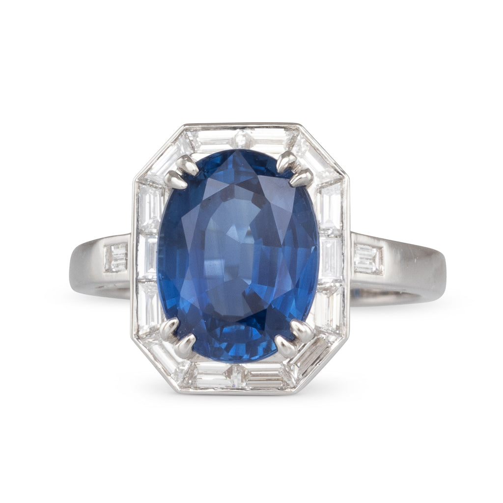 Sapphire and Baguette Diamond Ring