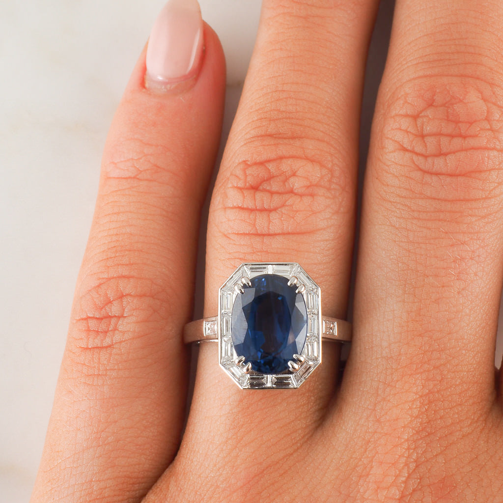 Sapphire and Baguette Diamond Ring