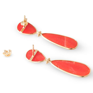 Pair Coral Double Drop Earrings
