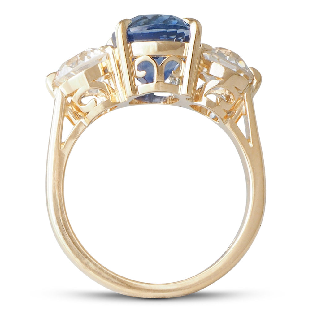 Sri Lankan Sapphire & Diamond Ring