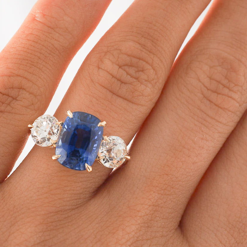 Sri Lankan Sapphire & Diamond Ring