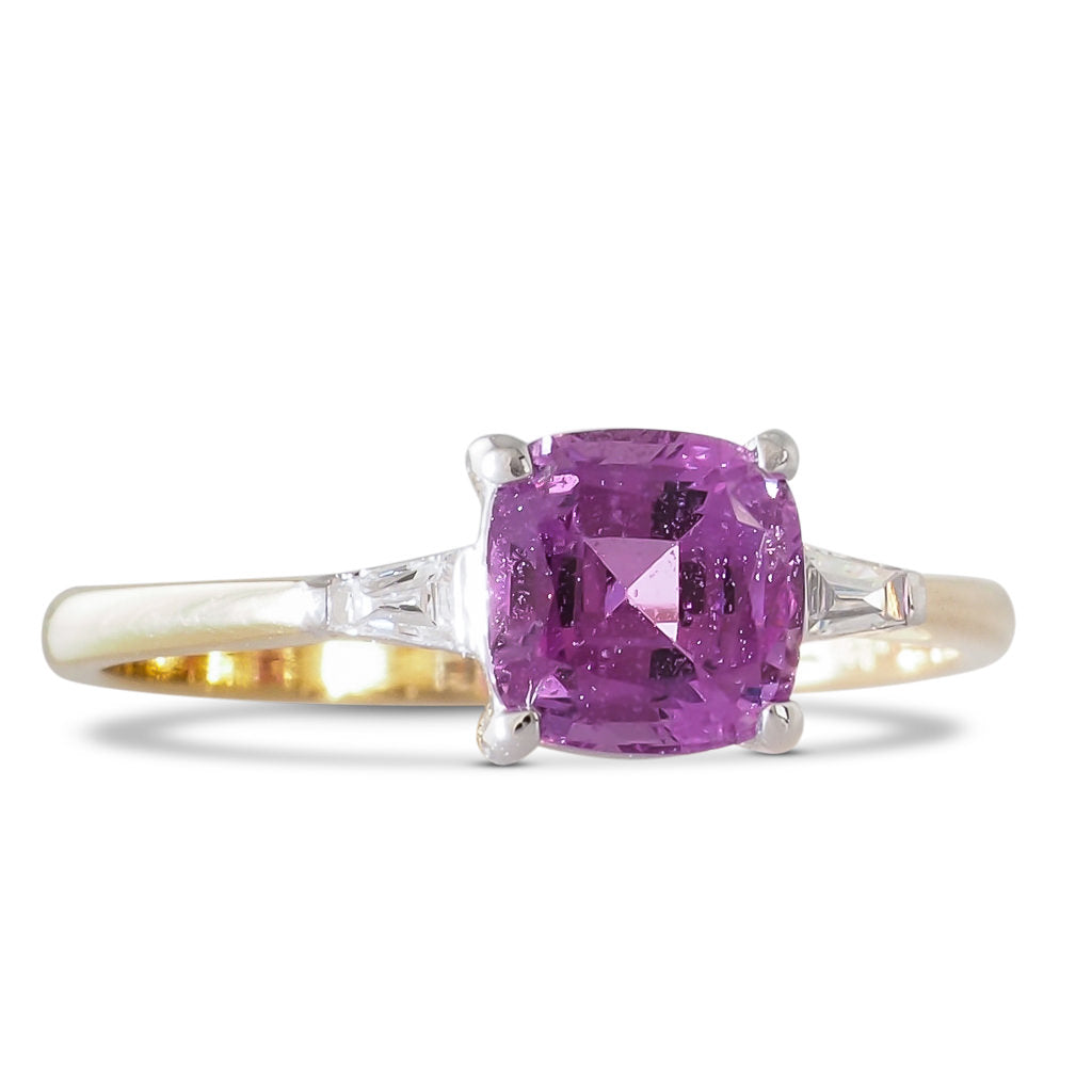 Unheated Pink Sapphire Diamond Ring