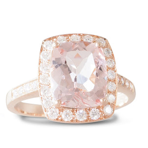 Morganite & Diamond Cluster Ring