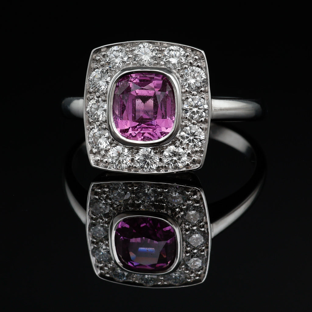 Pink Sapphire Cluster Ring