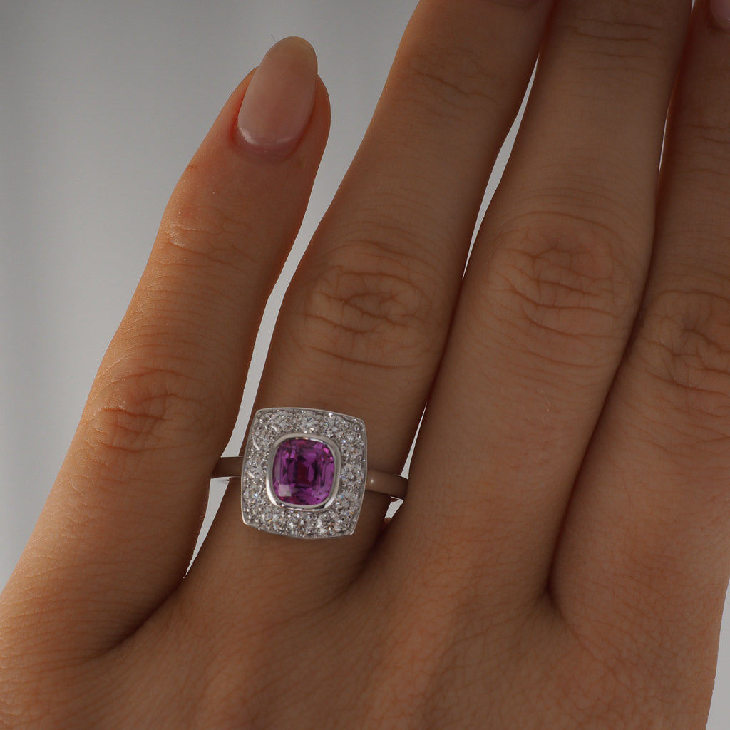 Pink Sapphire Cluster Ring