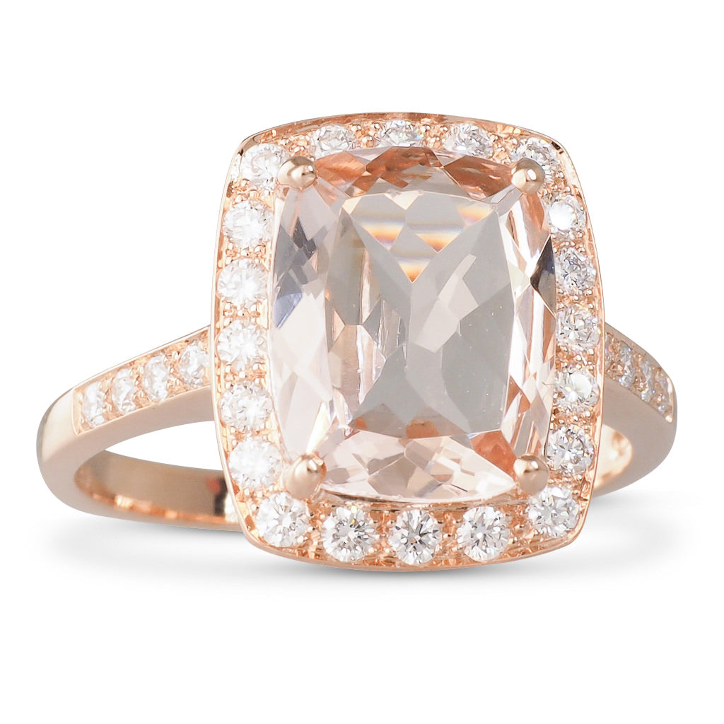 Morganite & Diamond Cluster Ring