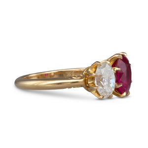 Burmese Ruby & Diamond Ring