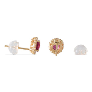 Ruby and Diamond Cluster Studs