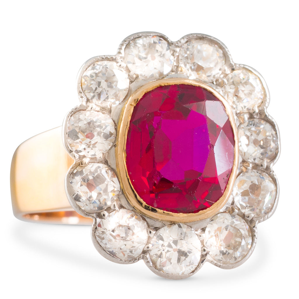 Synthetic Ruby and Diamond Ring