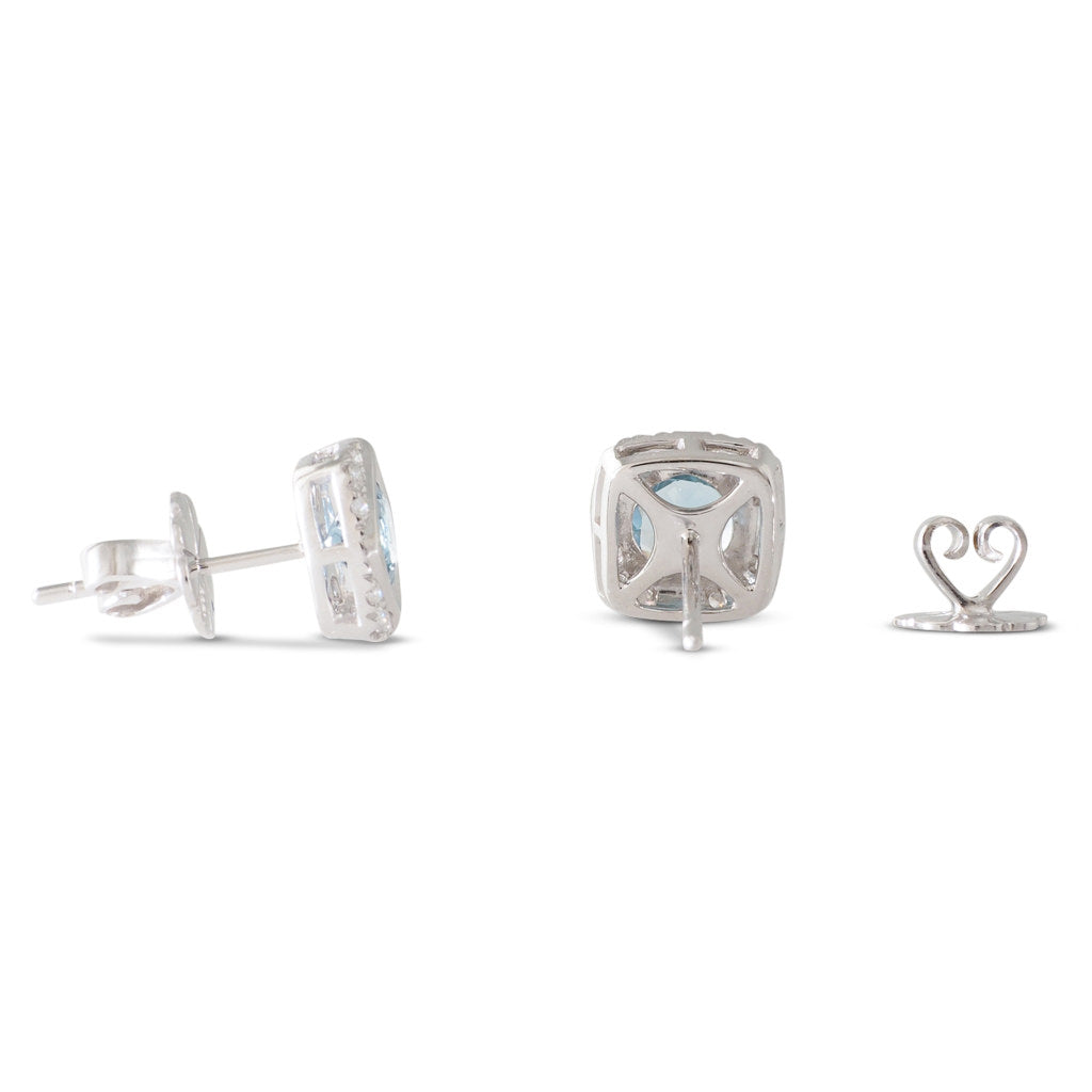 Aquamarine & Diamond Stud Earrings