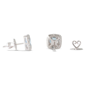 Aquamarine & Diamond Stud Earrings