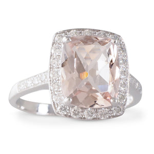 Morganite & Diamond Cluster Ring