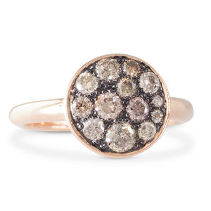 Pave set Cognac Diamond Ring