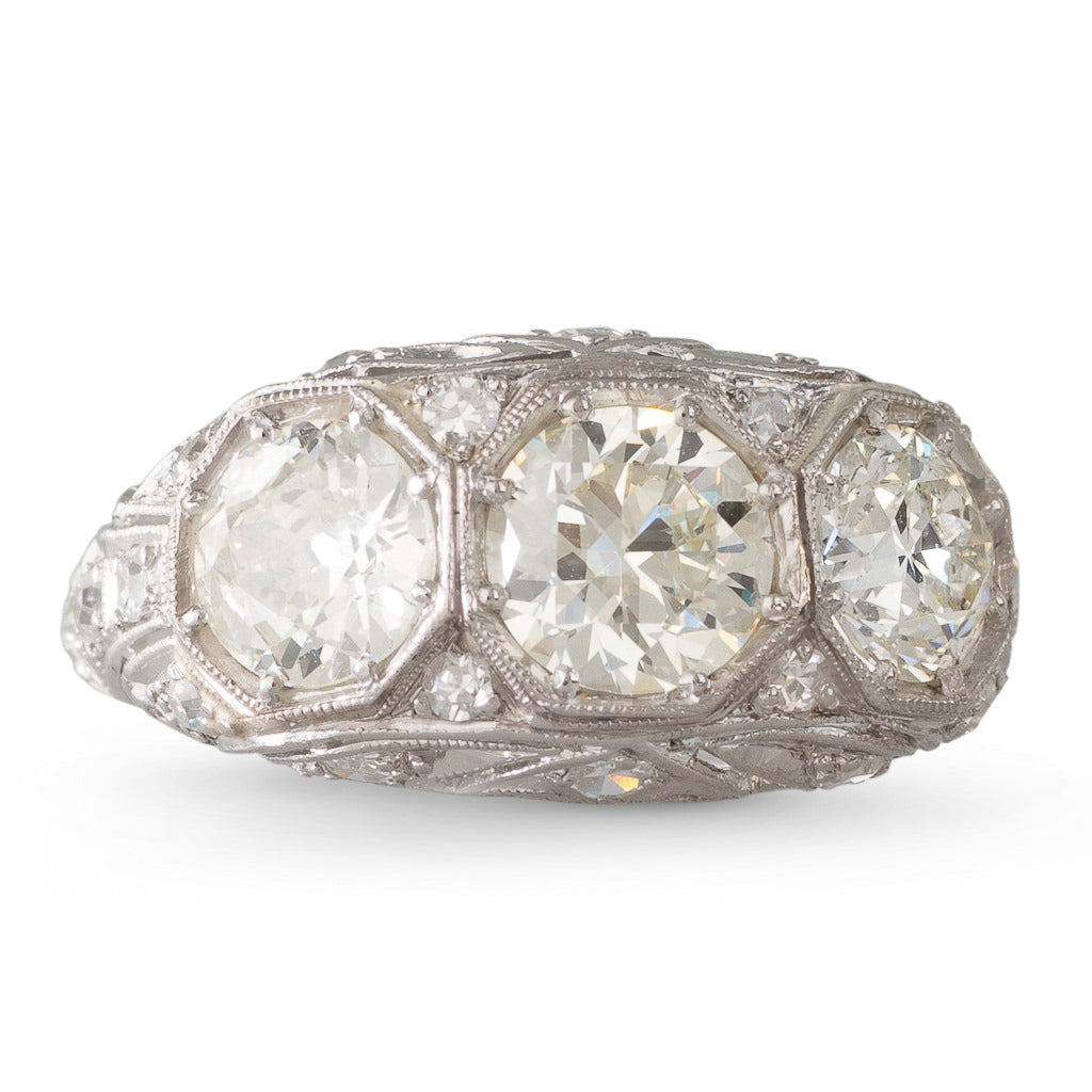 Art Deco Three Stone Diamond Ring