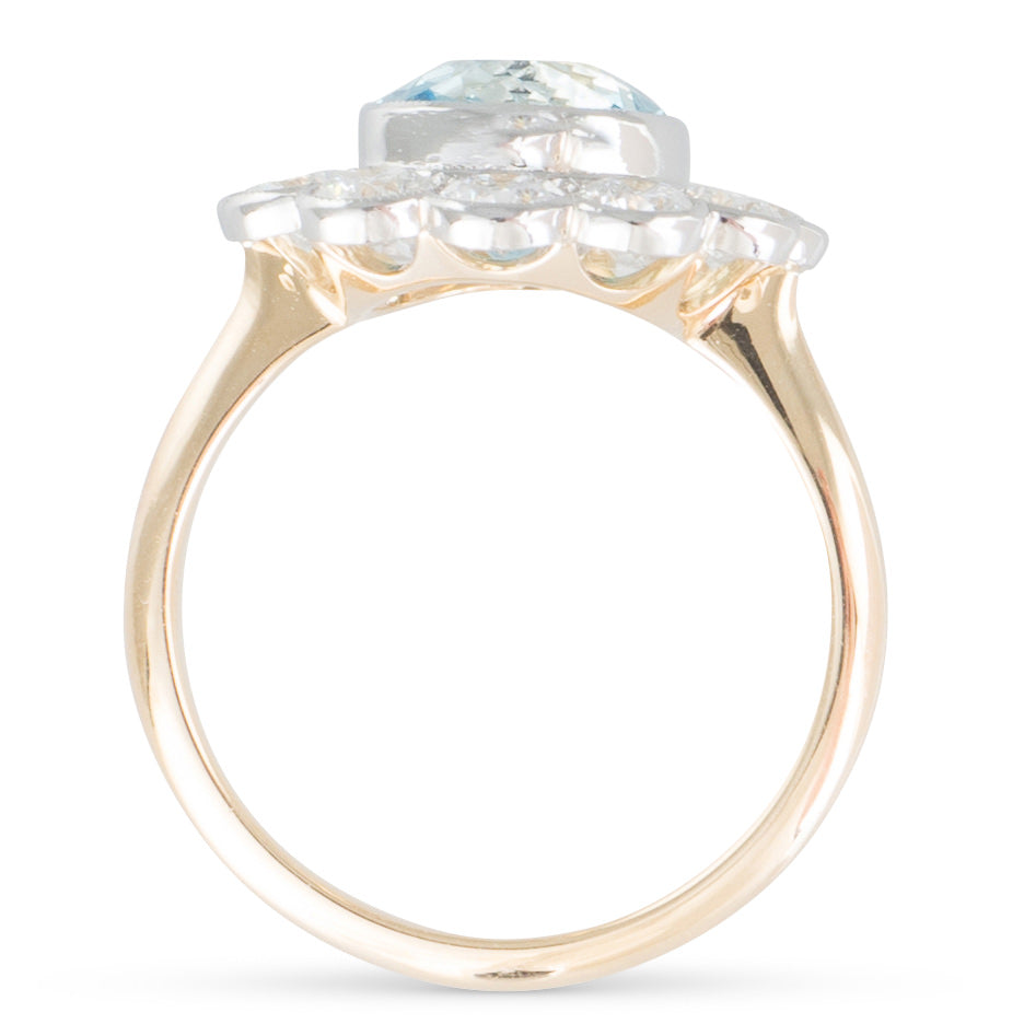 Aquamarine and Diamond Cluster