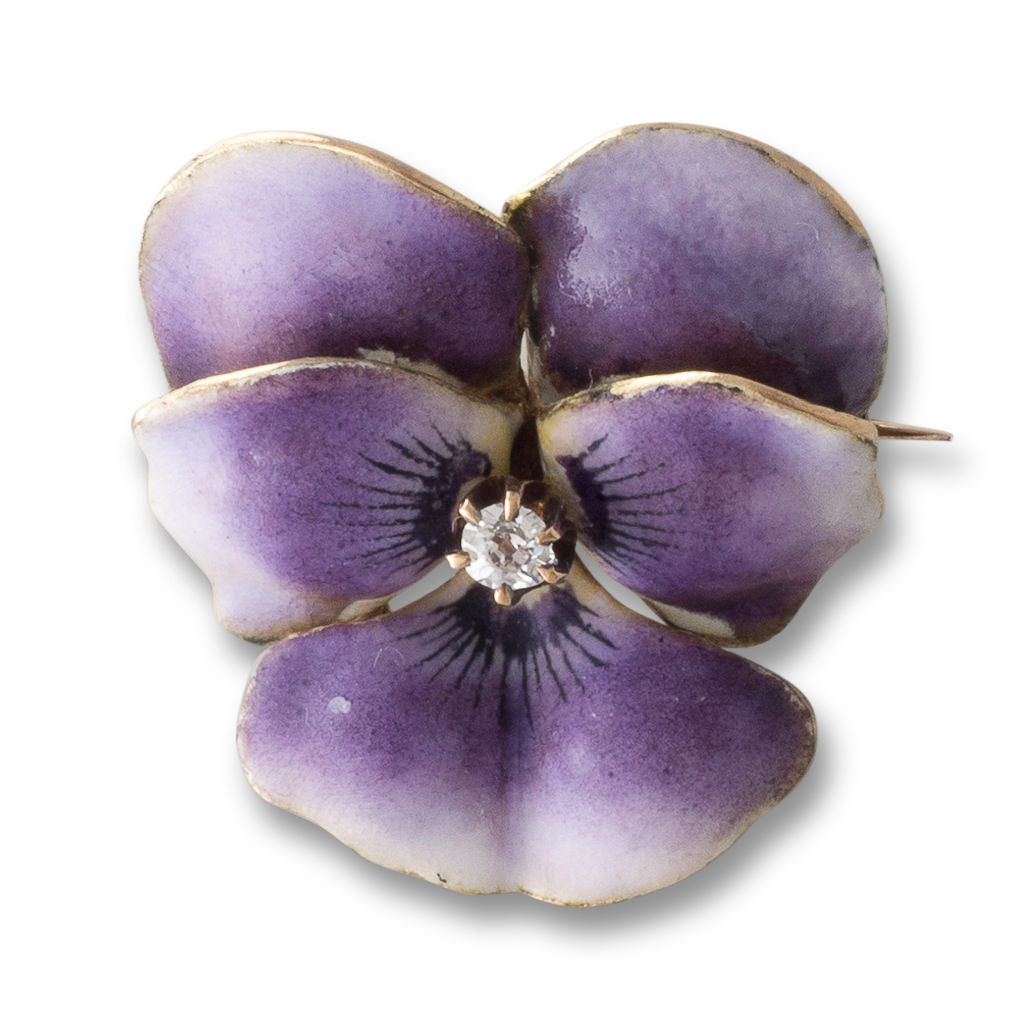 Purple Enamel Pansy Brooch