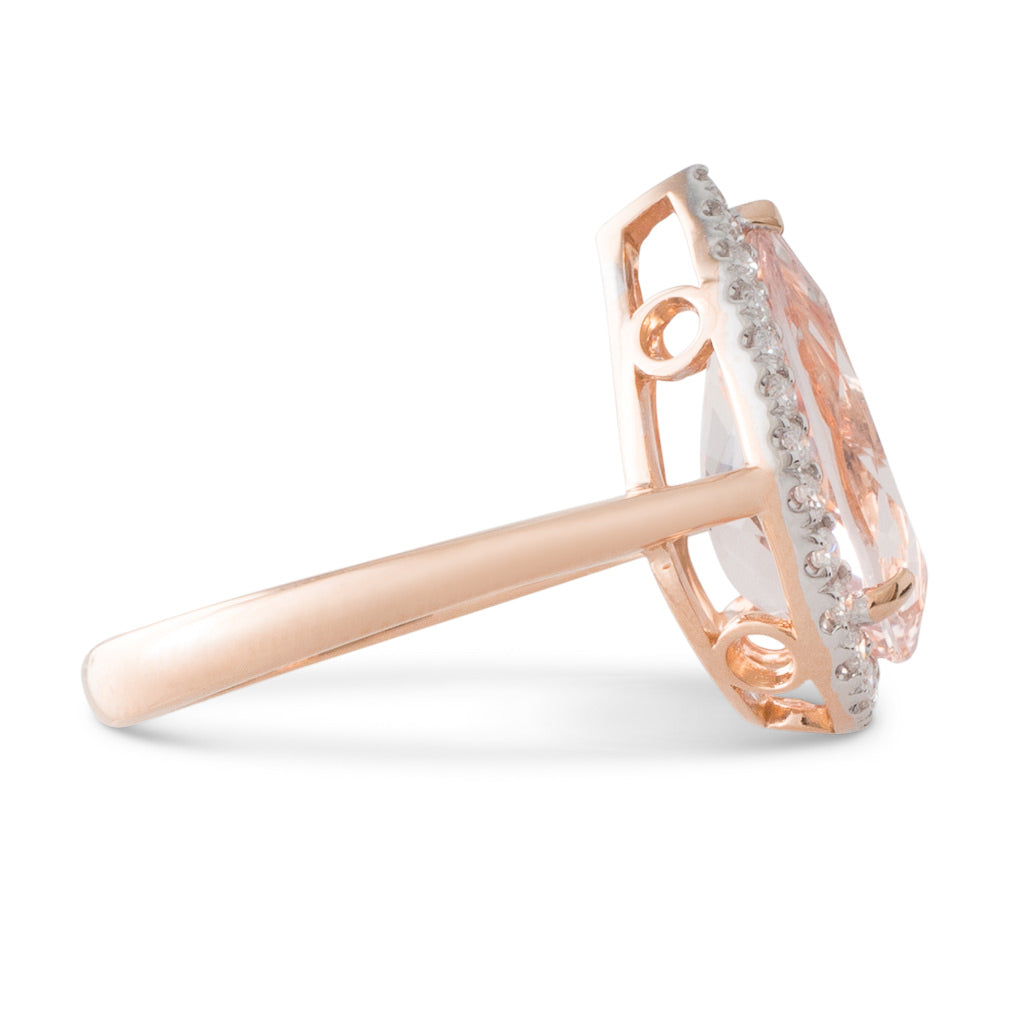 Pear Cut Morganite and Diamond Ring