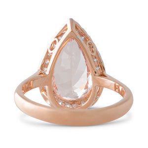 Pear Cut Morganite and Diamond Ring