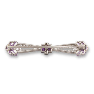 Amethyst & Diamond Bar Brooch