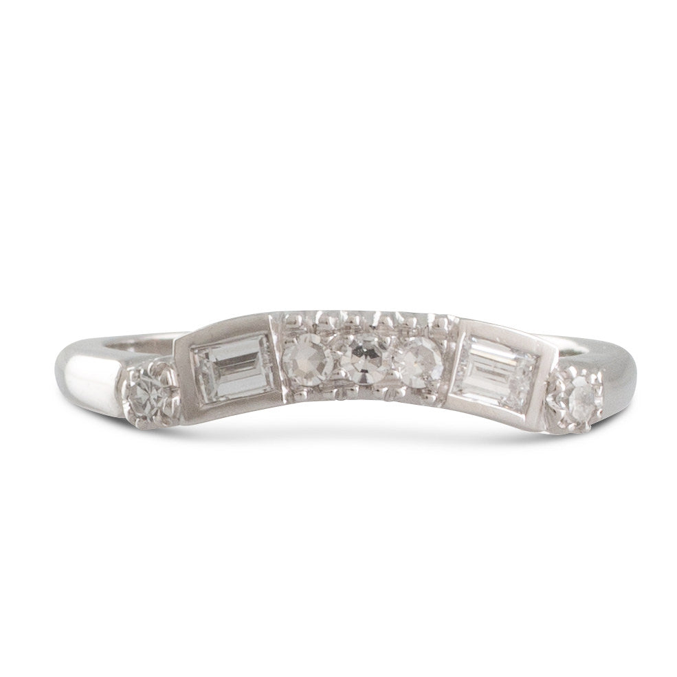 Platinum Curved Diamond Band