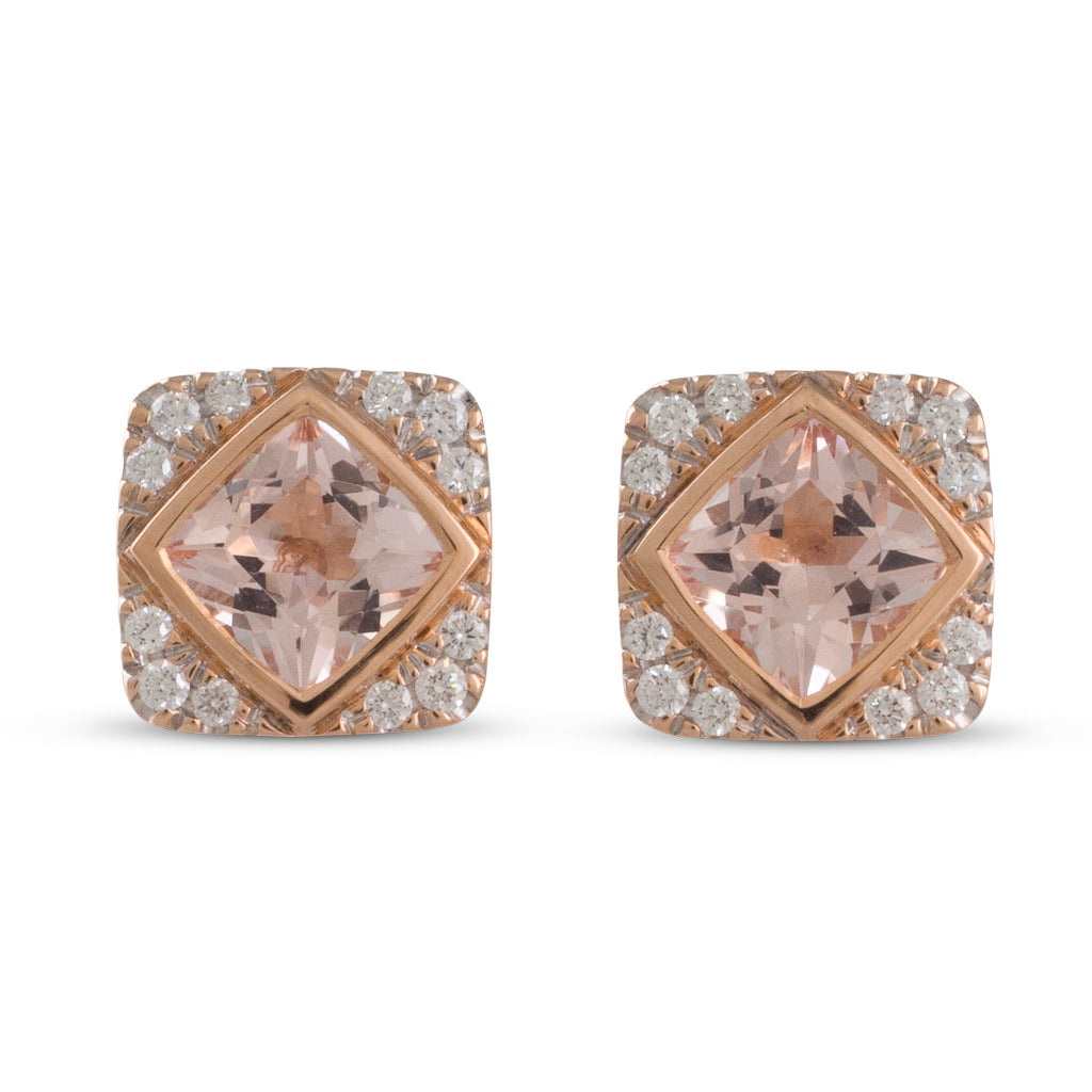 Morganite & Diamond Studs