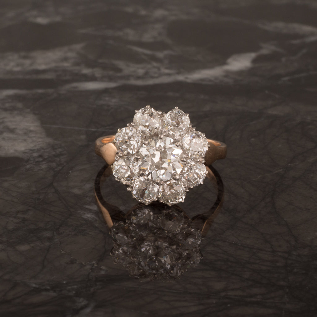 Old Cut Diamond Cluster Ring