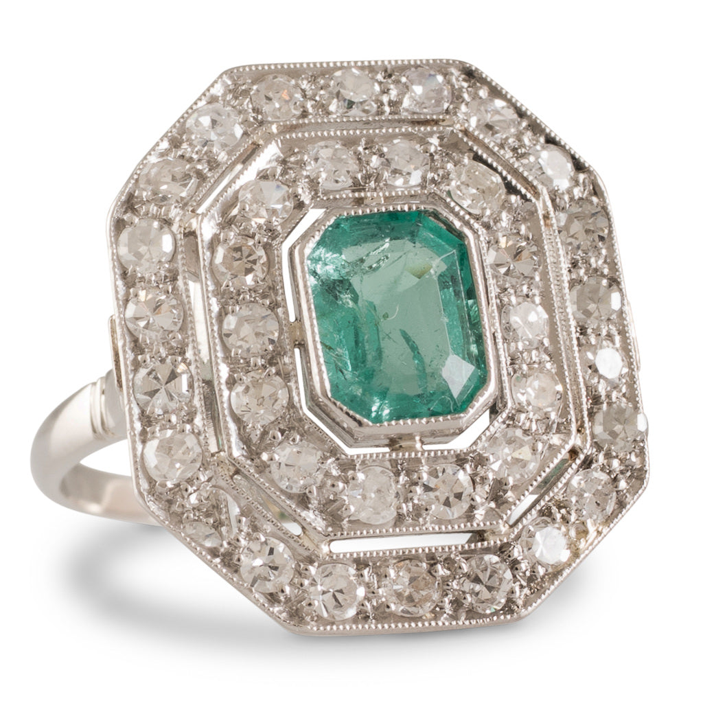 Art Deco Emerald & Diamond Ring