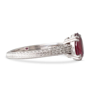 Engraved Ruby and Diamond Ring
