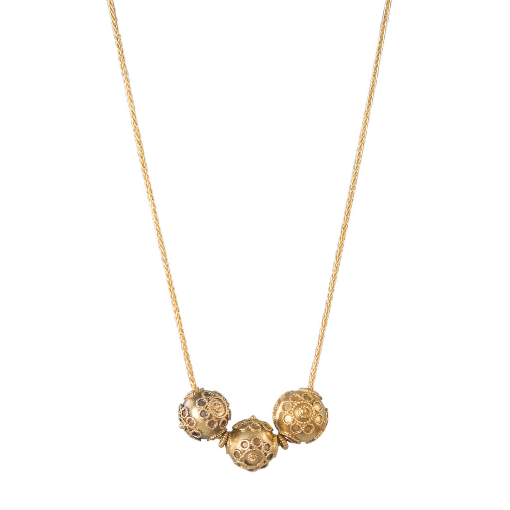 Antique Gold Bead Slider Necklace