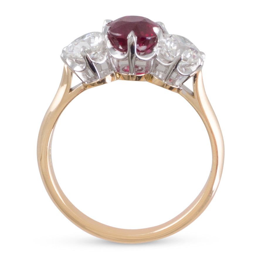 Ruby & Diamond Three Stone Ring