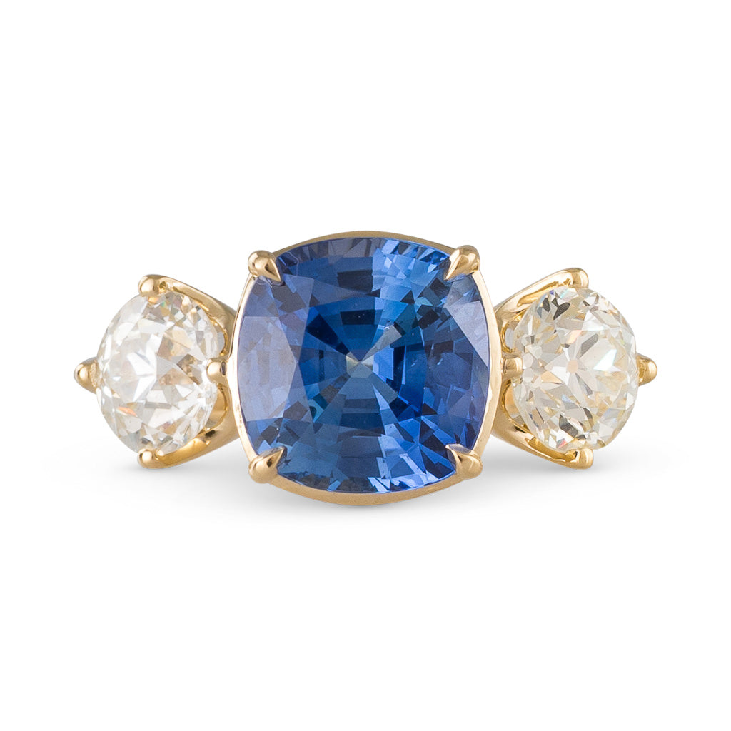 Sapphire & Diamond Three Stone Ring