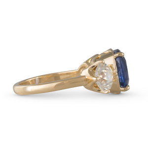 Sapphire & Diamond Three Stone Ring