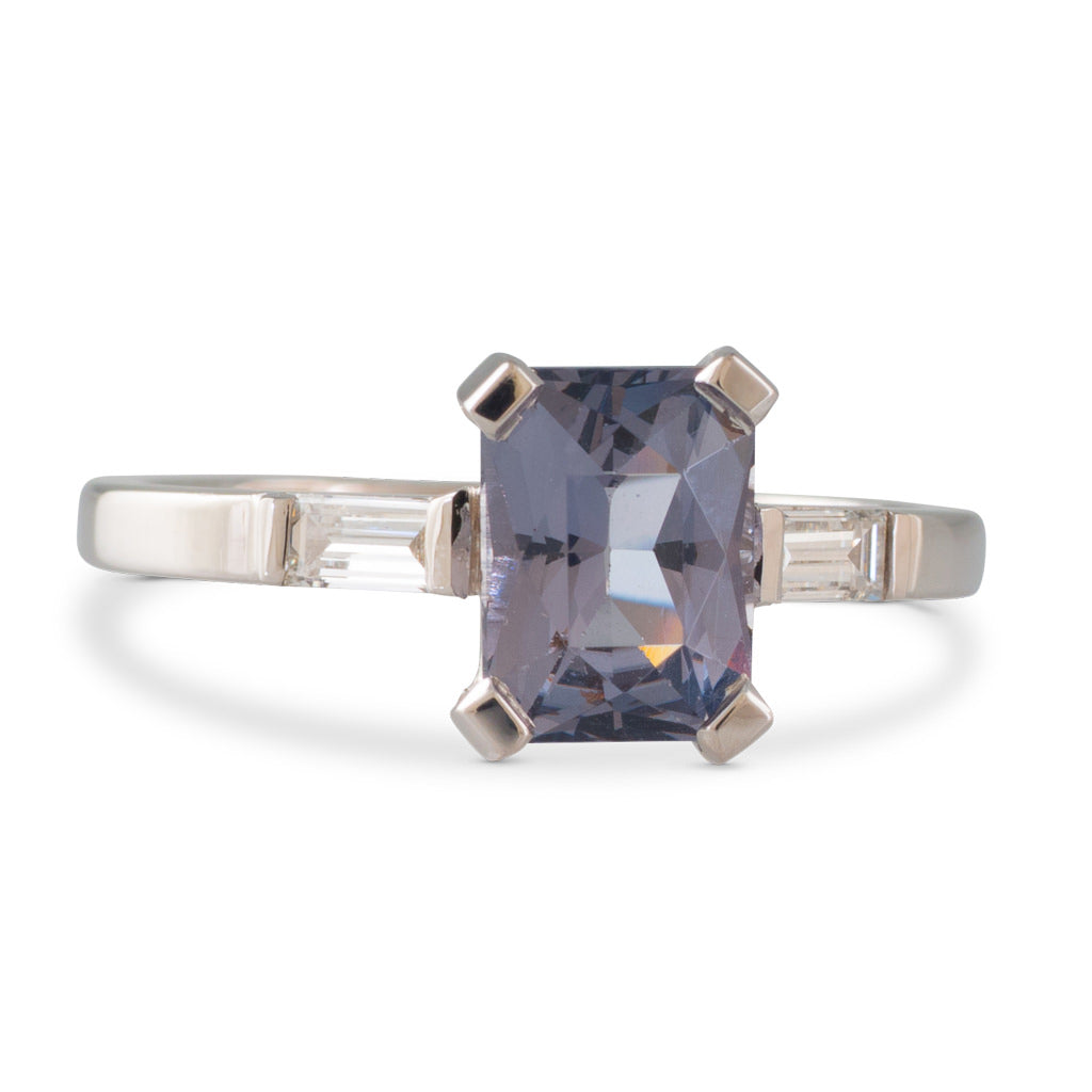 Purple-Grey Spinel & Diamond Ring